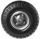Пневматическое колесо, диаметр 250мм, металлический обод, несимметричная ступица, шариковый подшипник, отвестие под ось 20мм, - PR 1800